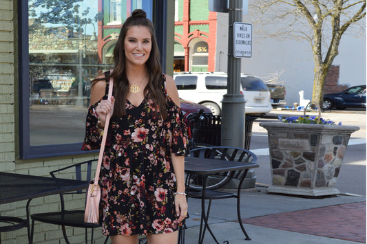 Casual Outfit with a Floral Bell Sleeved Dress