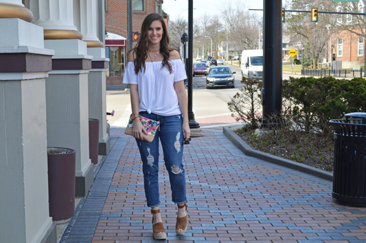 Spring Essentials: White Tops + Bright Pops