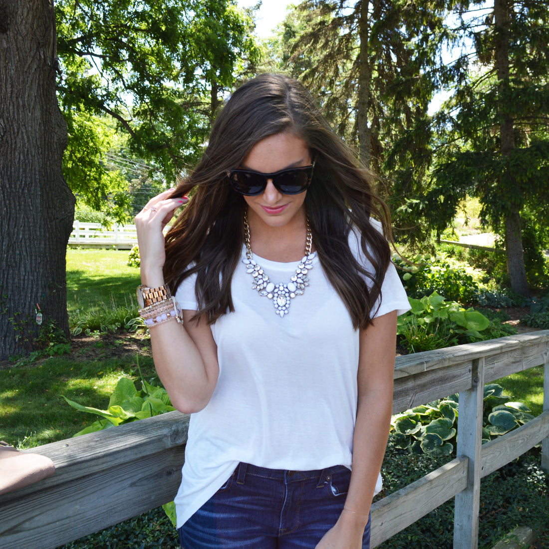 Casual Tee + Statement Necklace