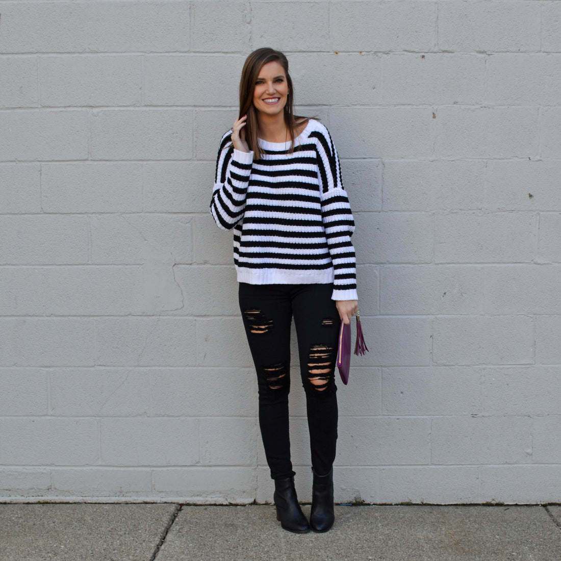 Ripped Jeans + Stripes
