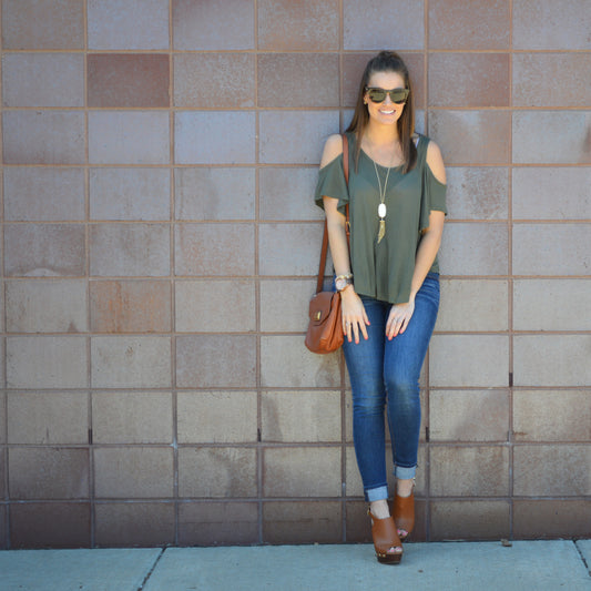 Olive Cold Shoulder Top