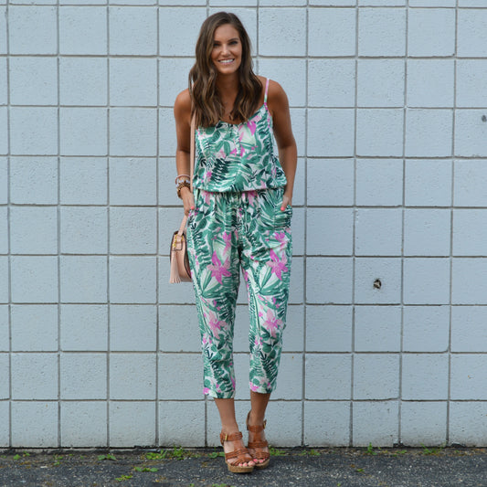 Palm Tree Printed Jumpsuit