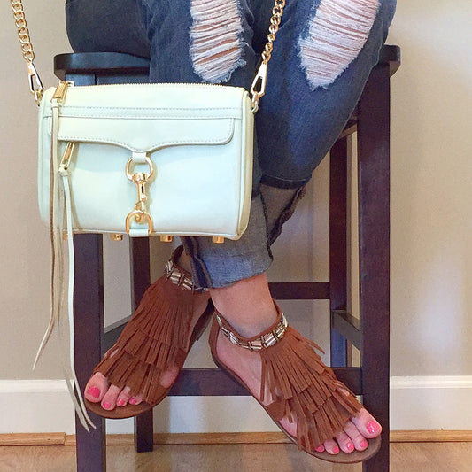 White Tank + Fringe Sandals